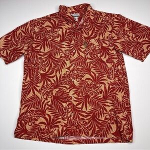 Columbia Hawaiian Shirt Button Red Beach Vacation Tropical Summer Outdoor Golf